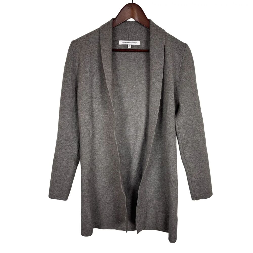 Cupcakes and Cashmere Gray Open Front Sweater Cardigan Women's Small